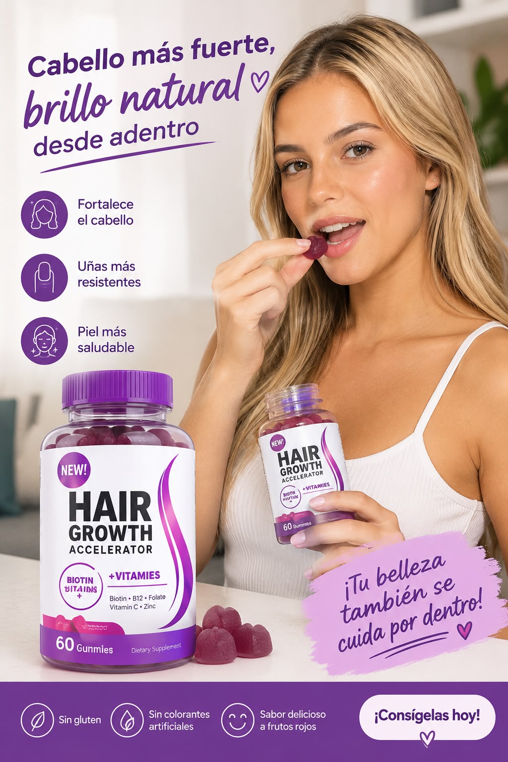 Gomitas Hair Growth- Belleza y Vitalidad para  el cabello